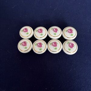 Vintage Floral Ceramic Knobs with Pink Roses